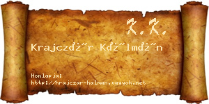 Krajczár Kálmán névjegykártya